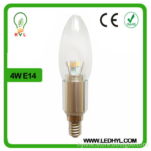 Warm white led lamp clear cover 4w e14 led candle bulb china manufacturer